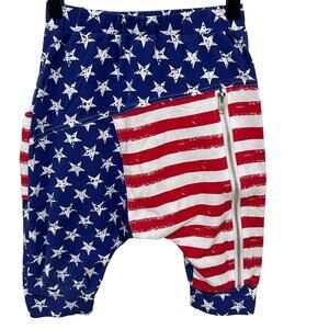 Posh Kiddos American Flag Harem Shorts Size 9 Red White & Blue